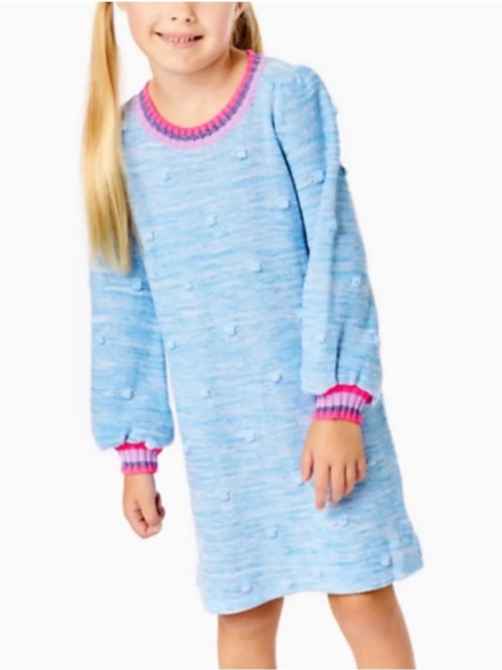 Lilly Pulitzer Girls Mini Verna Sweater Dress Blue Peri Marl Knit Sz Large 8-10